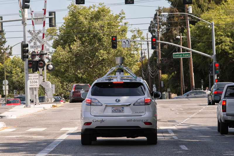 Autonomous Google cars are learning to drive in the city. Autonomous Google cars are learning to drive in the city.